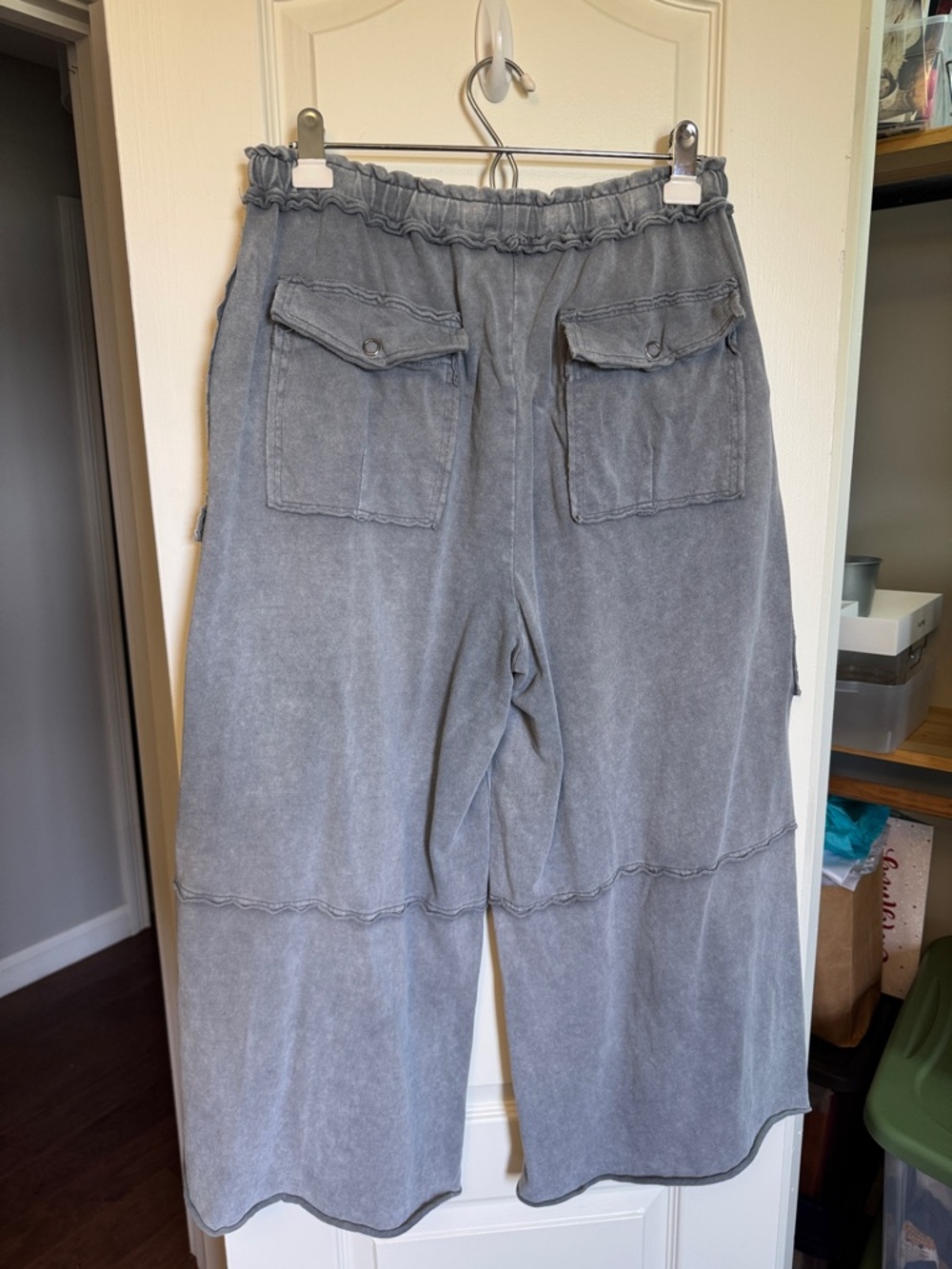 easel Washed Gray Drawstring Cargo Pants - Picture 6 of 6